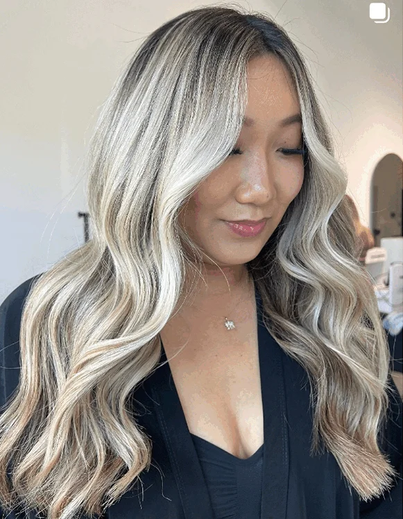 Icy dimensional balayage, front view